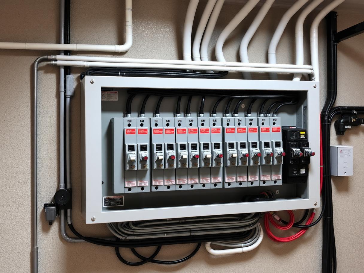 Newly installed residential switchboard with neat cable runs